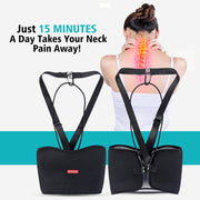Neck hammock with all included components laid out including straps, anchor, and carabiner
