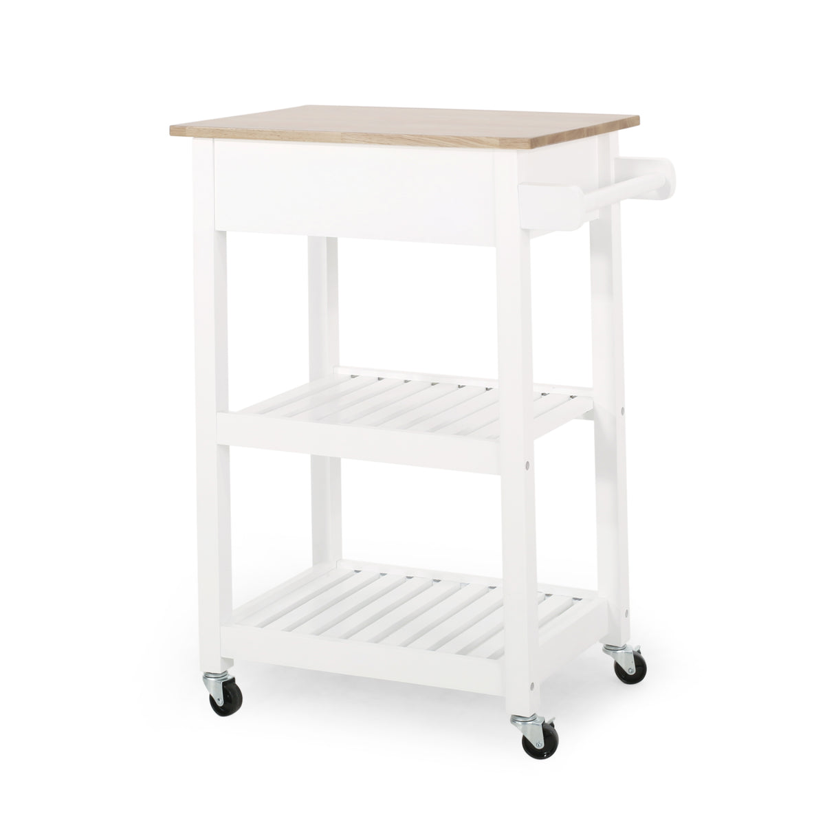 Kitchen Cart with Wood Top, Drawer and Wheels