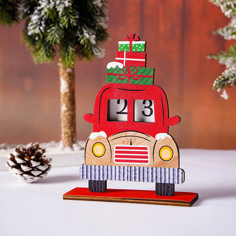 Wooden Christmas Advent Calendar Tabletop Ornament