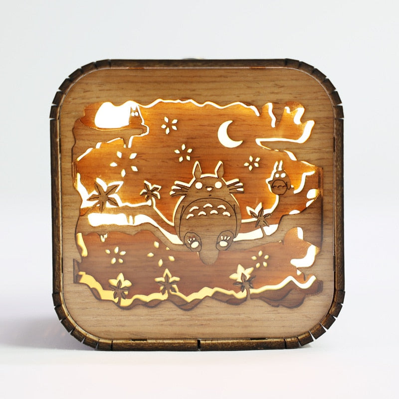 Wooden Music Box Night Light for Cozy Fantasy Decor