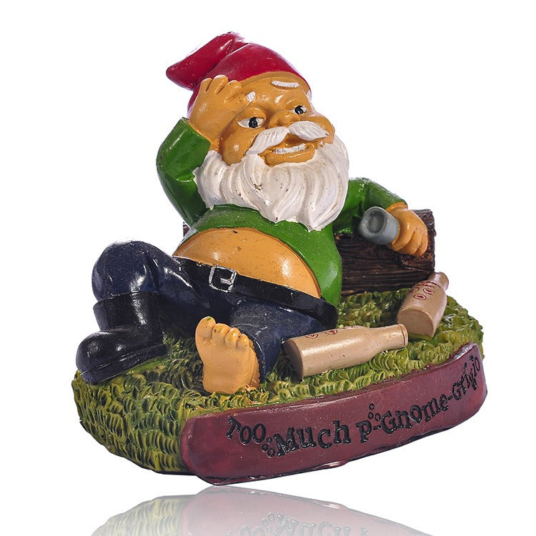Funny Reclining Gnome Statue for Garden and Wine Lovers