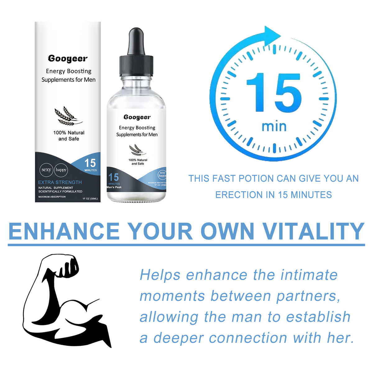Men's Energy Supplement — Fast Natural Vitality Boost in 15