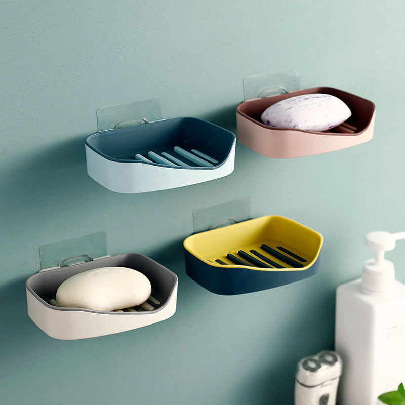 Suction Wall Soap Box with Drainage Ridges, No Drilling