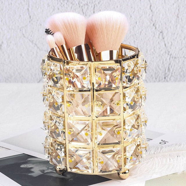 Crystal Makeup Brush Holder Upright Vanity Organizer