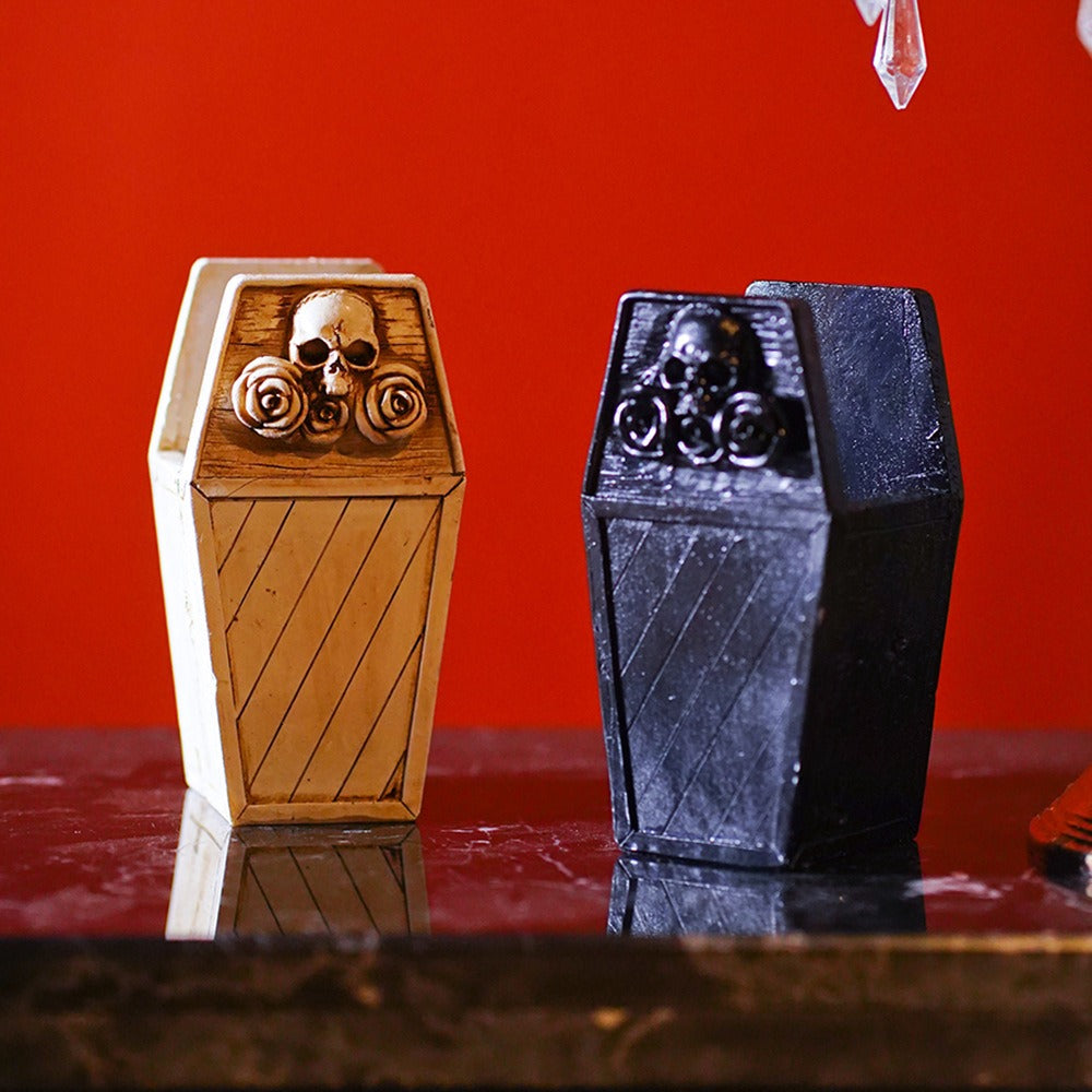 Gothic Coffin Desk Organizer for Pens and Makeup Brushes