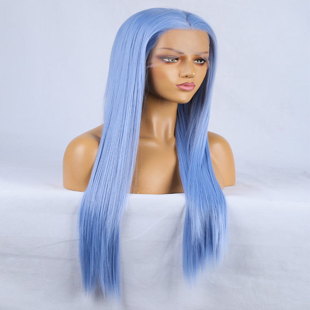 Blue Lace Front Wig for a Sleek Pastel Hair Style