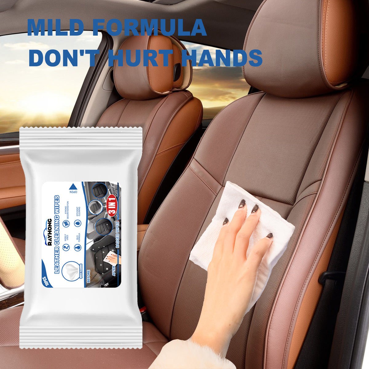 Leather Cleaning Wipes for Car Seats, Waterless Care