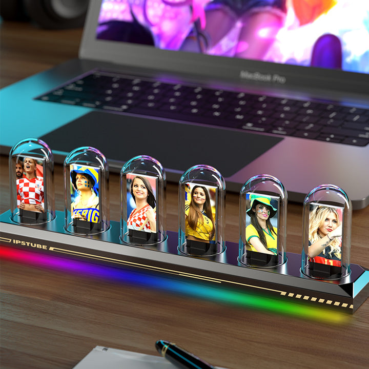 RGB Glow Tube Desk Clock: Retro Cyberpunk Nixie Look