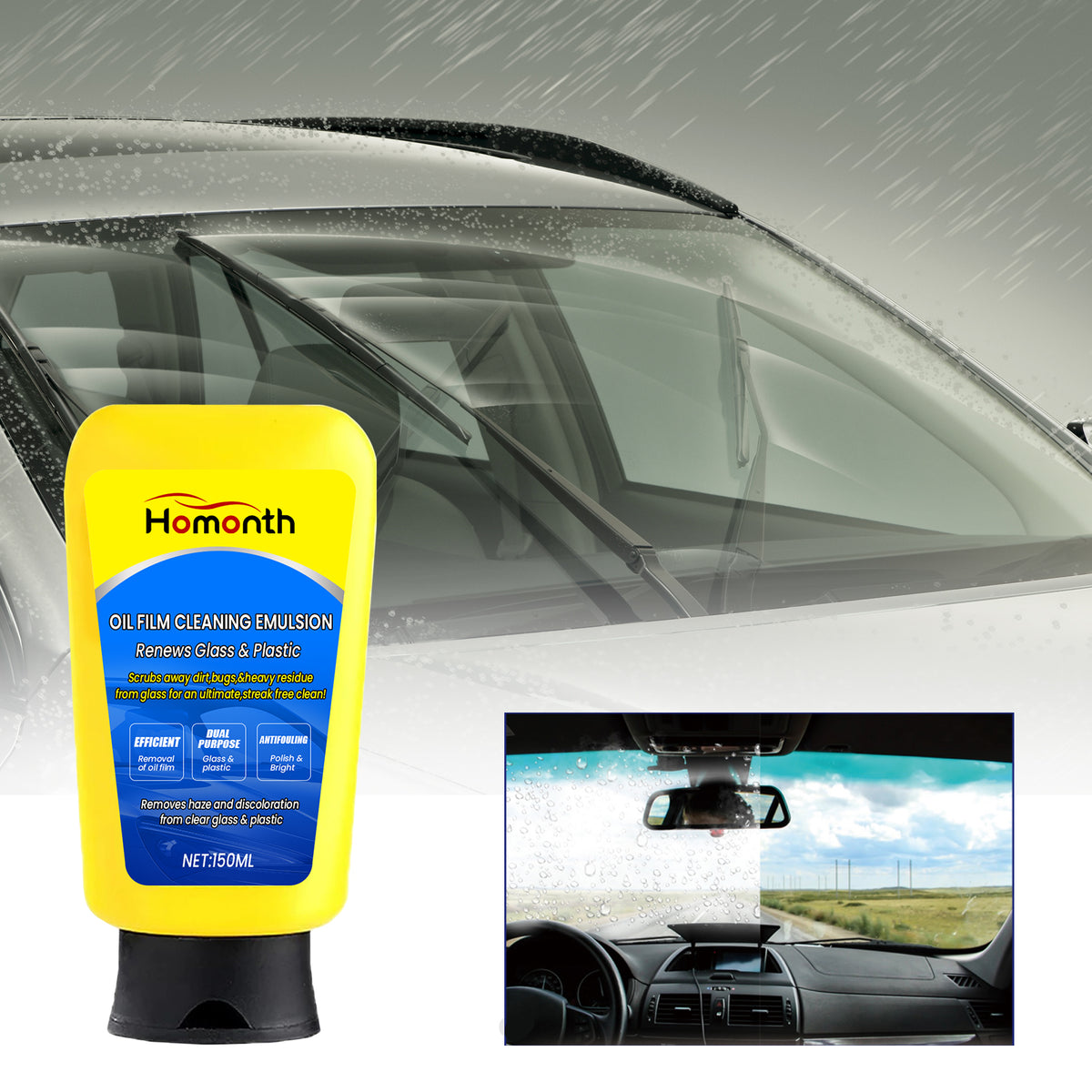 Windshield Oil Film Cleaner for Clearer Driving