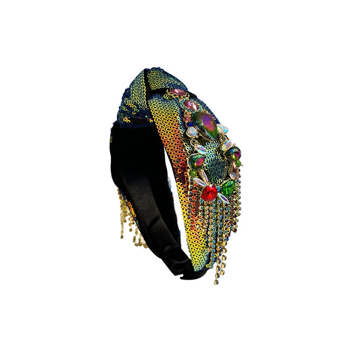 Retro Statement Headband With Colorful Jewel Sparkle