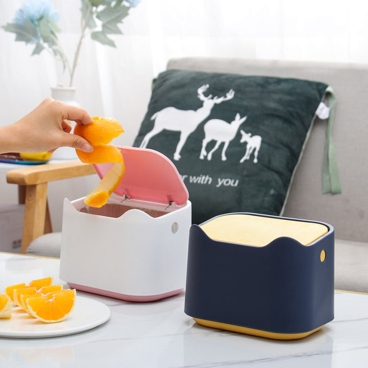 Cute Desktop Mini Trash Can with Lid for Desk & Bedside