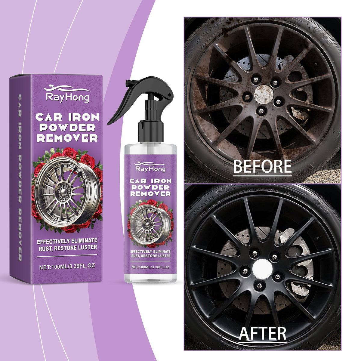 Wheel Rust Remover Spray for Glossy, Cleaner Alloy Rims