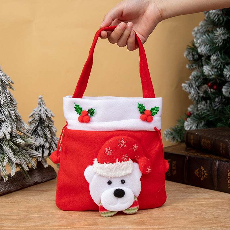 Christmas Drawstring Gift Bag With Plush Characters
