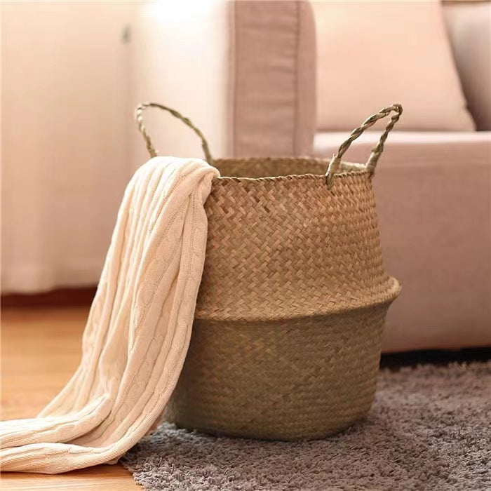 Woven Seagrass Basket Planter Cover for Living Room