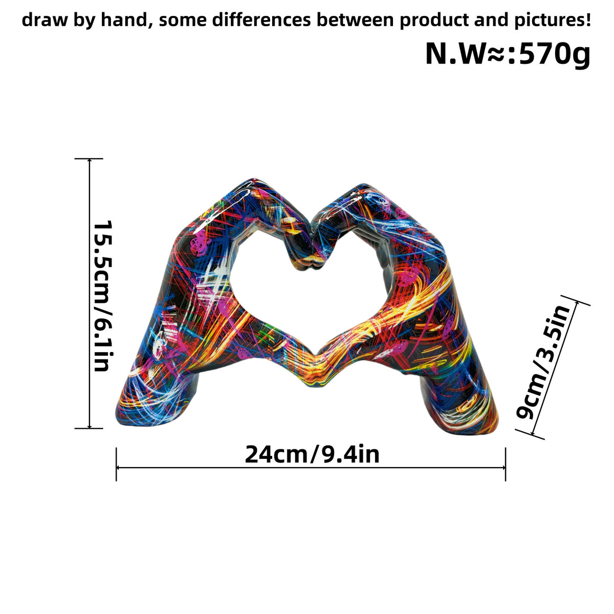 Graffiti Heart Sculpture for Colorful Room Decor Accent