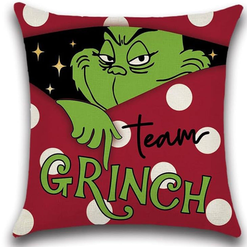 Christmas Pillow Cover – Grinch Holiday Sofa Decor
