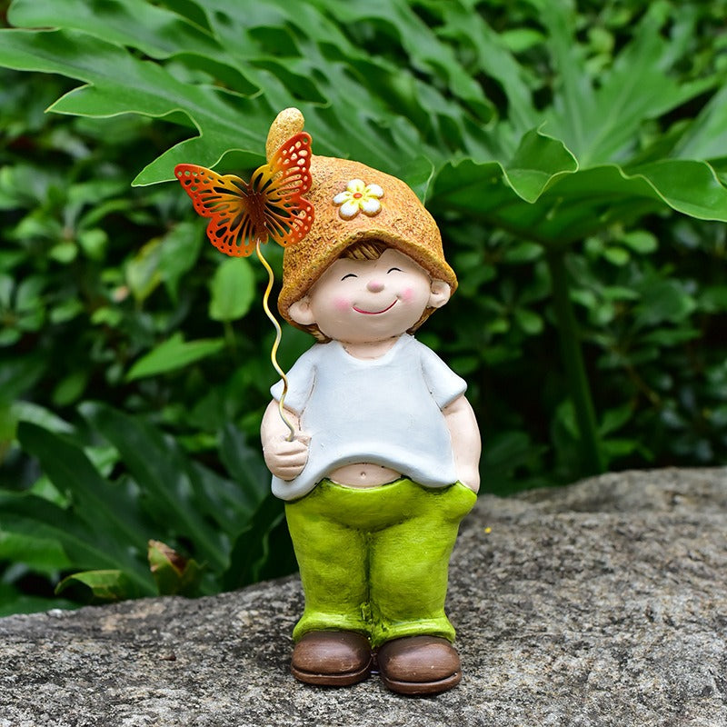 Garden Dwarf Ceramic Figurines Set of 3 for Outdoors