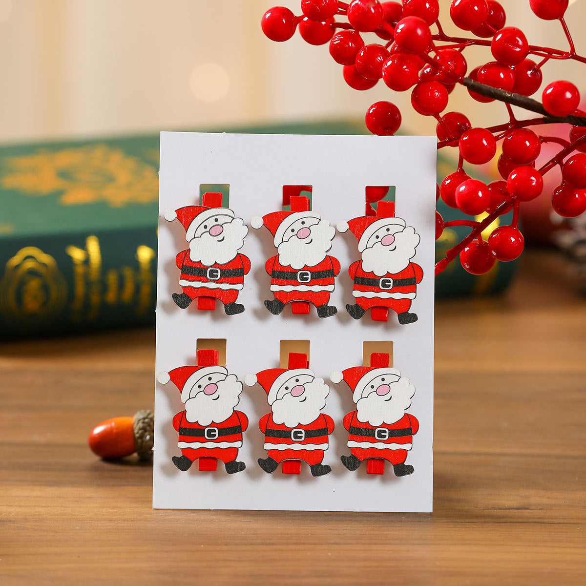 Christmas Wooden Clips for Playful Holiday Displays