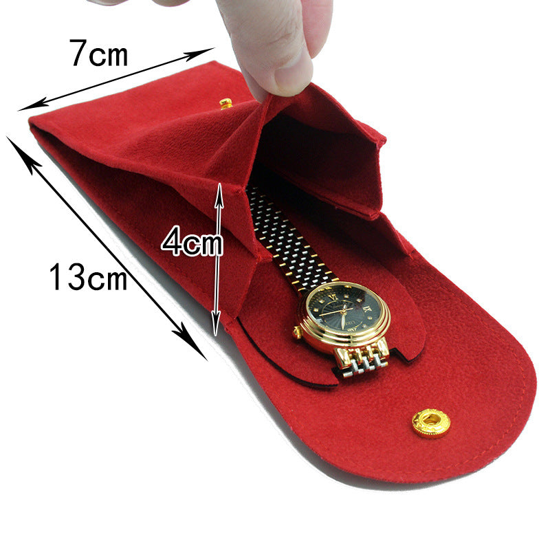 Velvet Watch Pouch with Snap Button, Scratch-Resistant