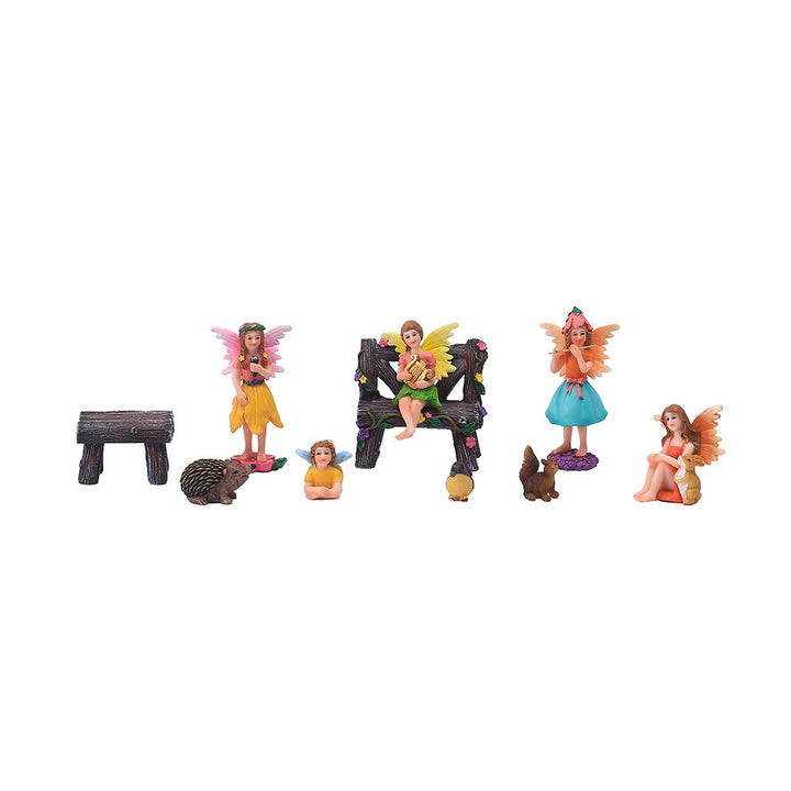 Miniature Fairy Garden Figurine Set in Gift Box, 9 Pieces