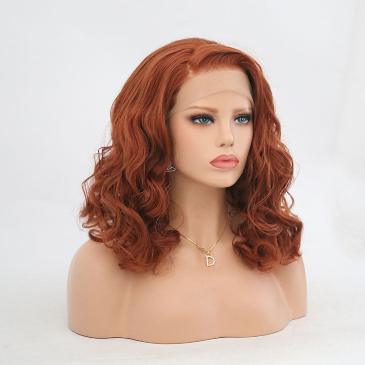 Auburn Curly Bob Wig With Natural-Looking Lace Front