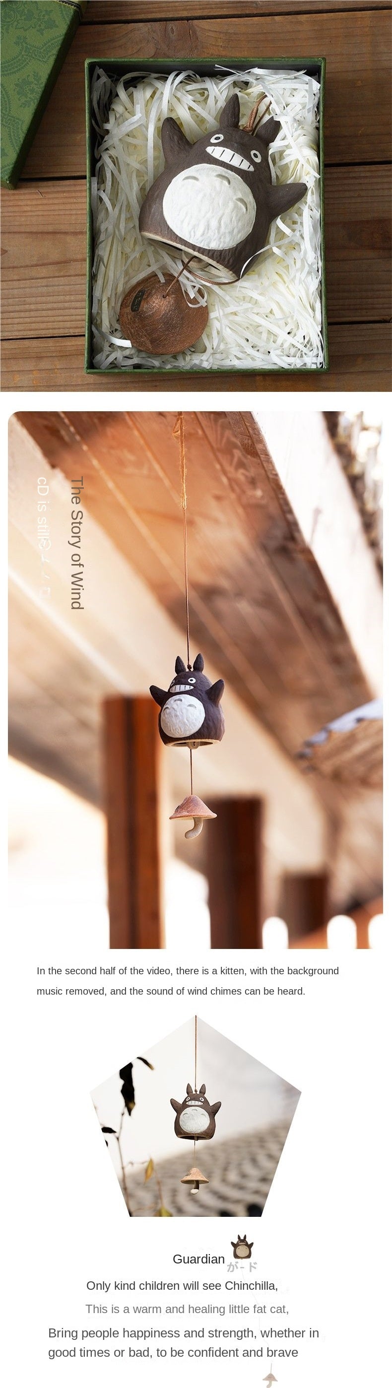 Totoro Wind Chime Ornament for Whimsical Outdoor Charm