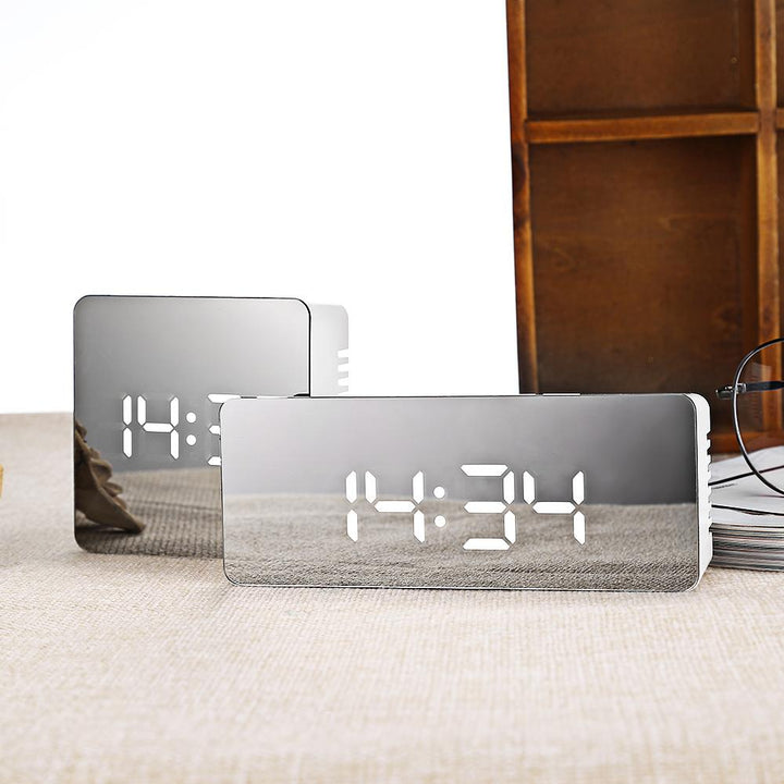 Mirror LED Alarm Clock With Clear Nighttime Display