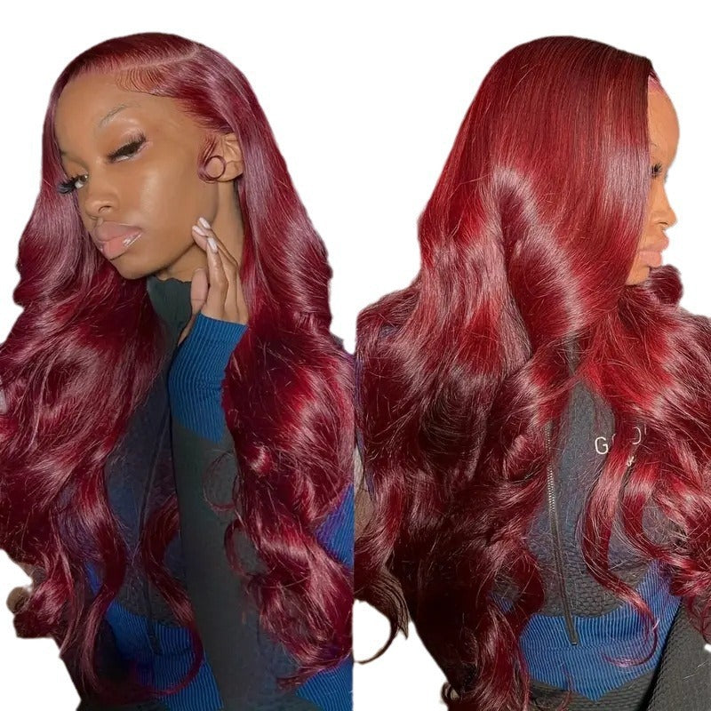 Wine Red Lace Front Wig for Long Wavy Glamorous Hair