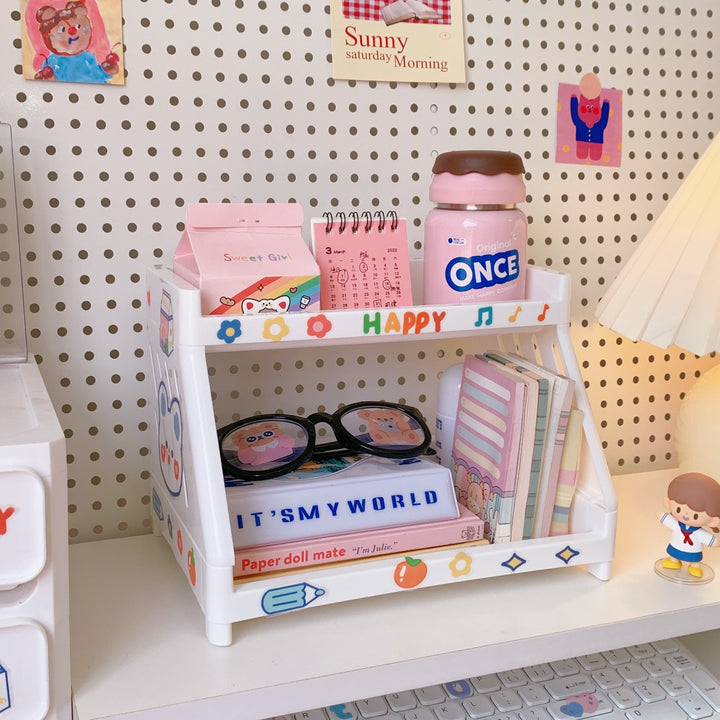 Two-Tier Desk Organizer Shelf for Dorm & Study Desks