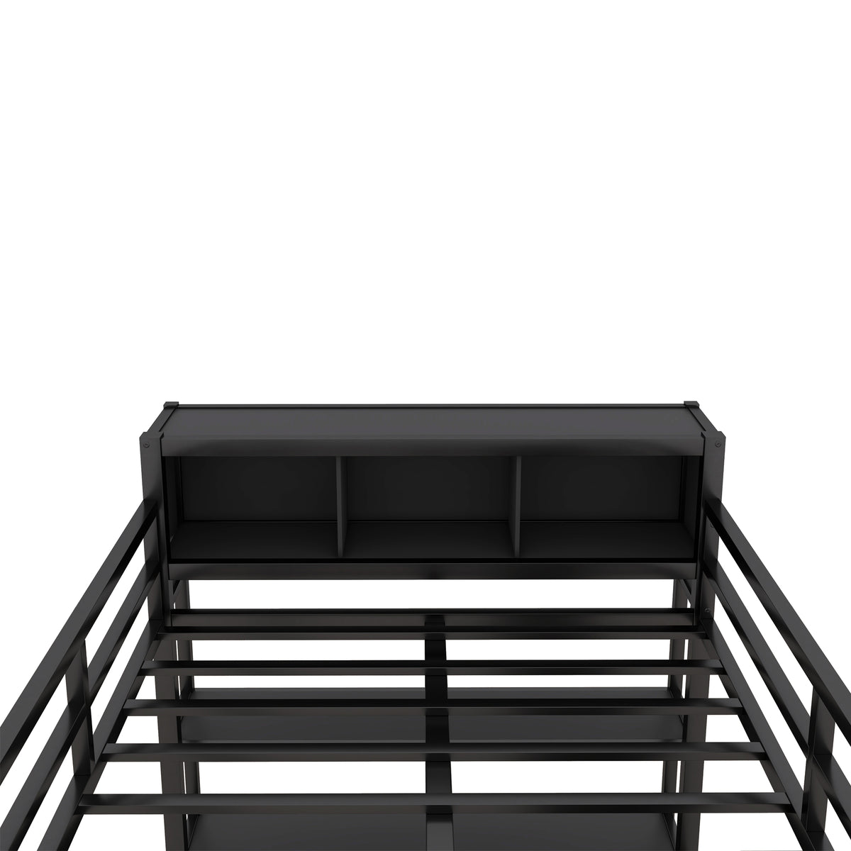 Full-Size Metal Loft Bed with Desk, Wardrobe & Storage