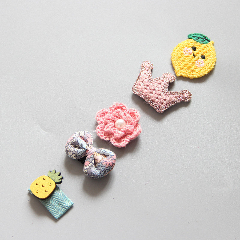 Girls Hair Clips – Colorful Crown, Bow & Flower Set