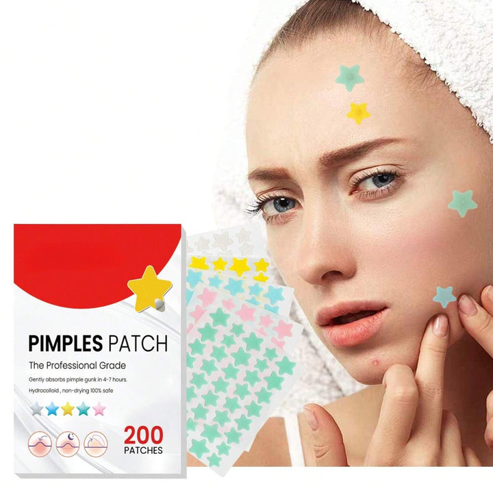 Star & Heart Acne Patches — 200 Fun Hydrocolloid Pimple