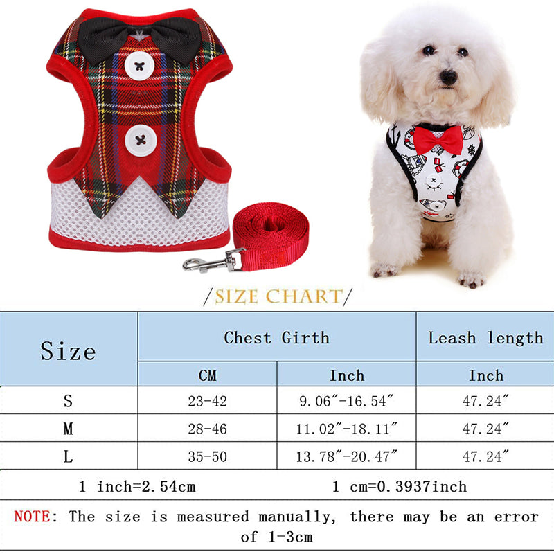 Dog Harness Vest with Matching Leash for Stylish Walks