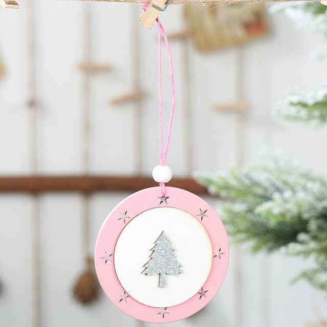 Wooden Christmas Ornaments for Pastel Holiday Decor