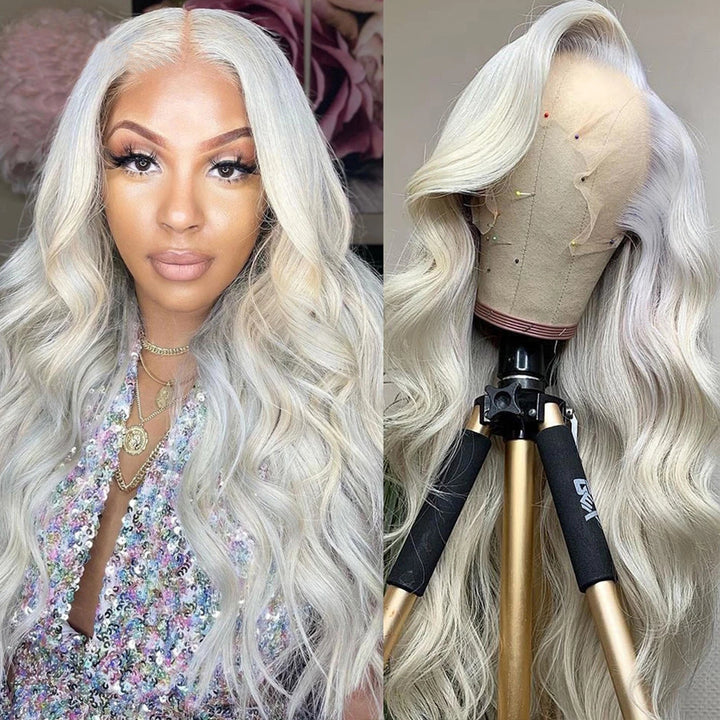 Lace Front Wig: Long Platinum Waves Without Glue Daily
