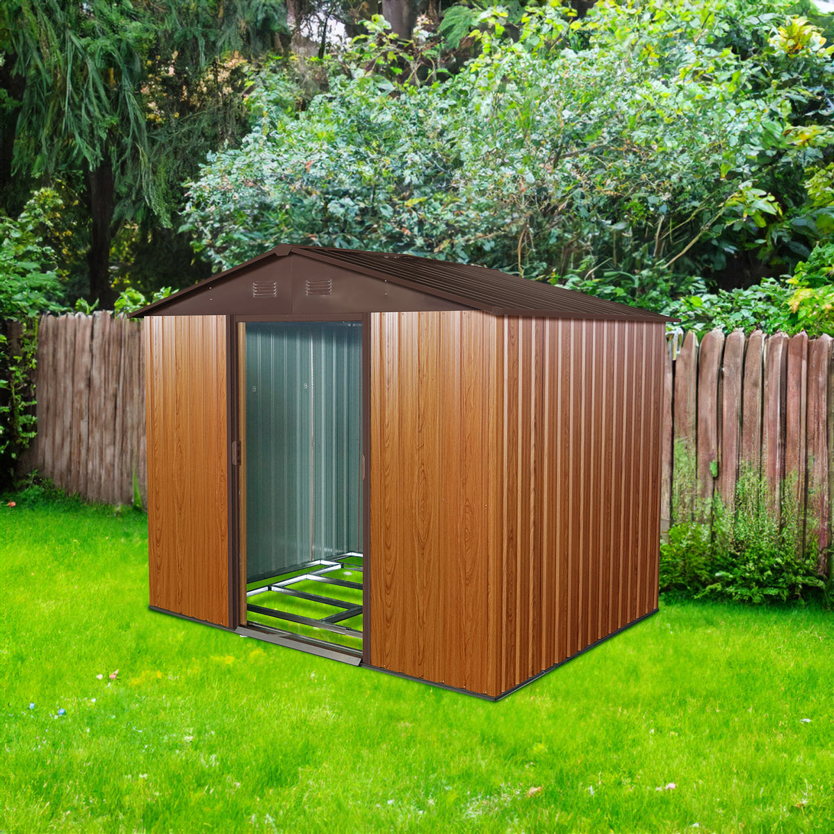 Metal Storage Shed 8x6 ft with Sloped Roof and Floor