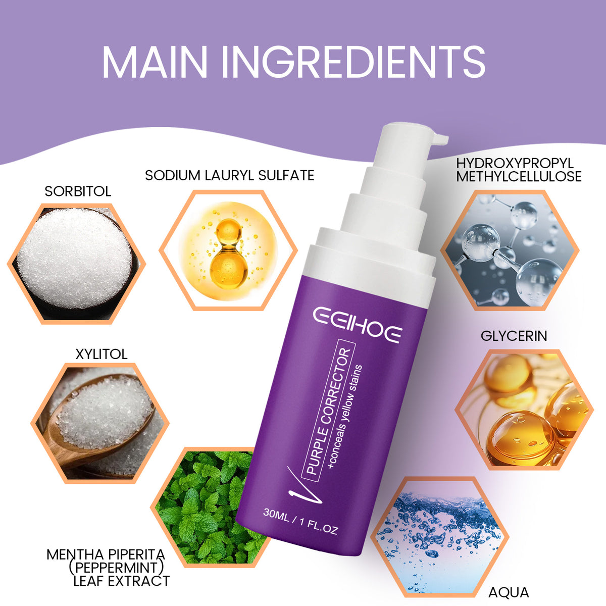 Purple Corrector Toothpaste for Whiter-Looking Teeth
