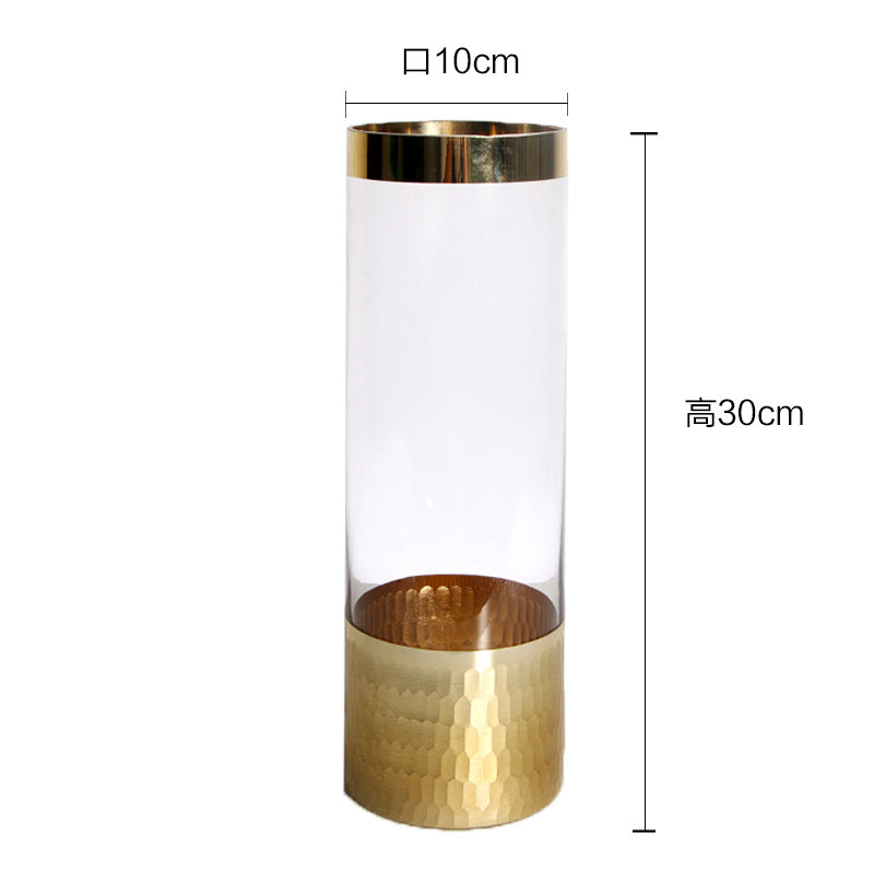 Modern Glass Vase With Textured Gold Base Centerpiece