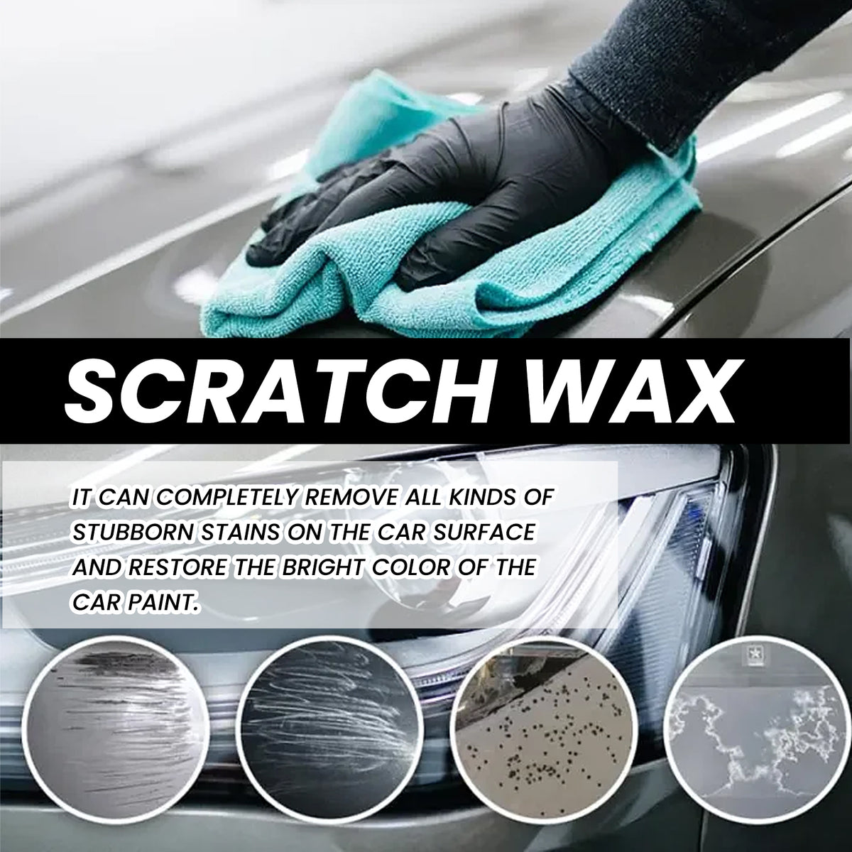 Car Scratch Repair Wax for Surface Paint Marks, 120ml
