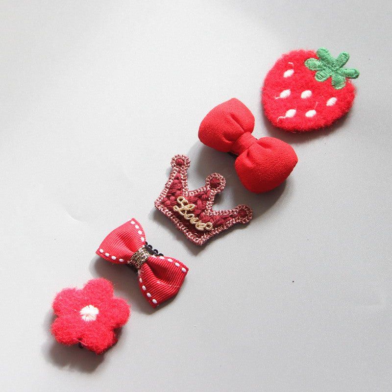 Girls Hair Clips – Colorful Crown, Bow & Flower Set