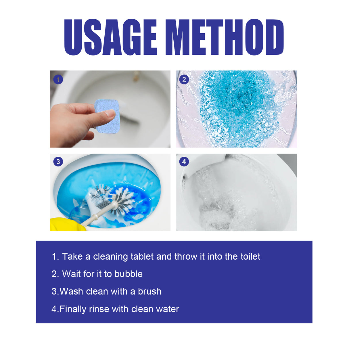 Toilet Cleaner Foam Blocks for Tough Stains & Odors