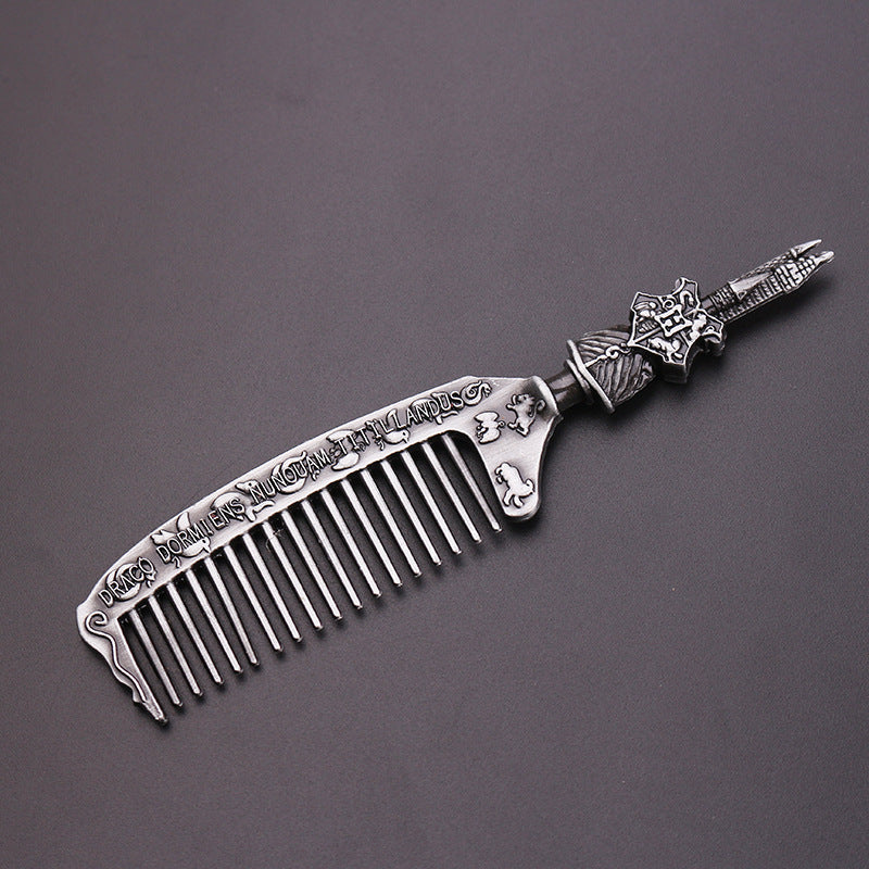 Harry Potter Engraved Metal Comb — Hogwarts Antique Hair