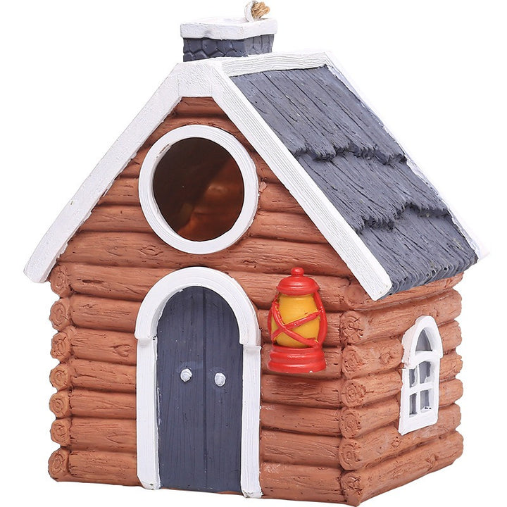 Hanging Log Cabin Bird House Decor for Your Balcony