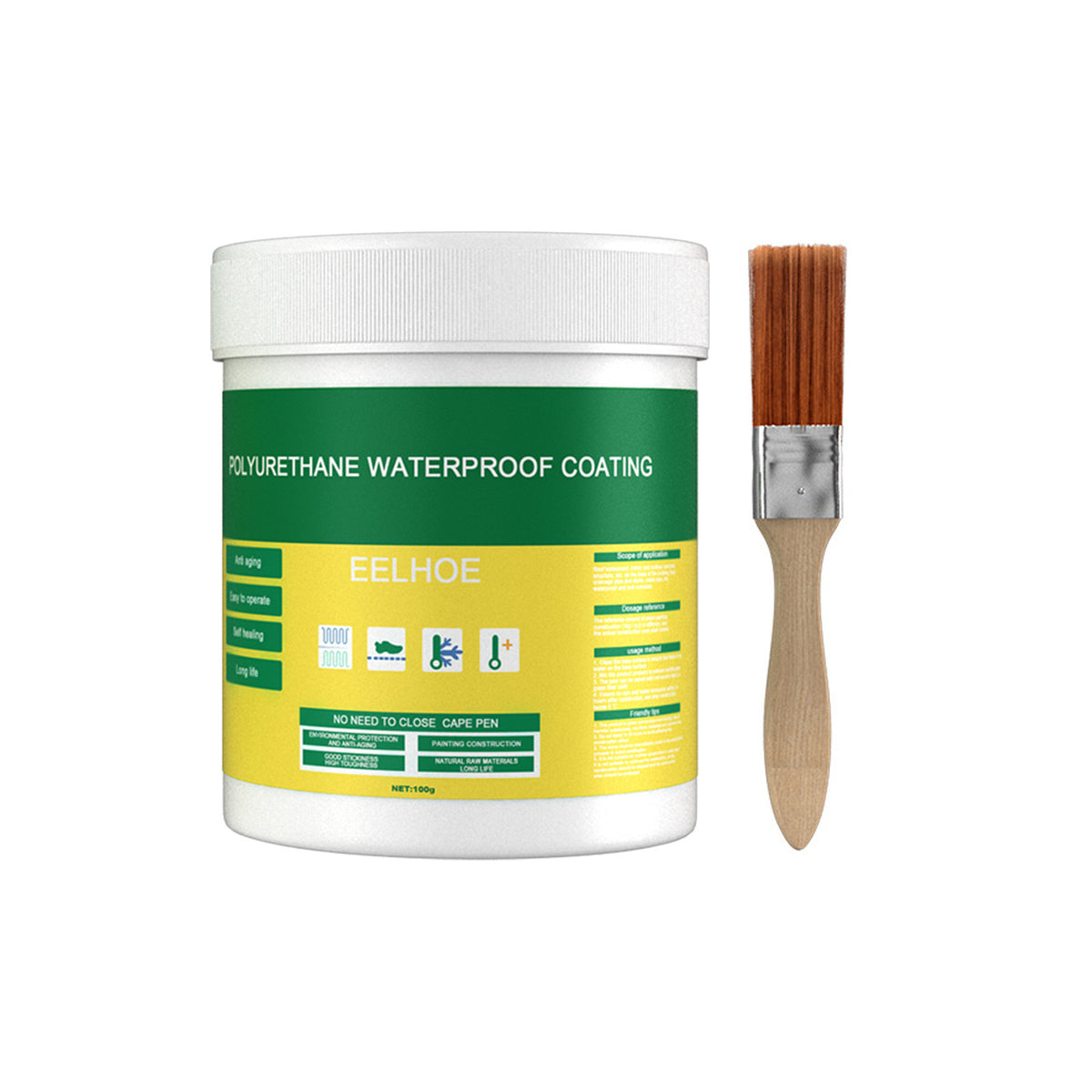 Floor Leak Waterproof Coating with Brush, 300g Tub
