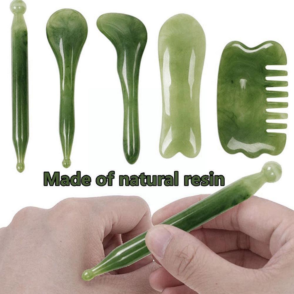 Jade Gua Sha Massage Set — Lymphatic Drainage & Facial