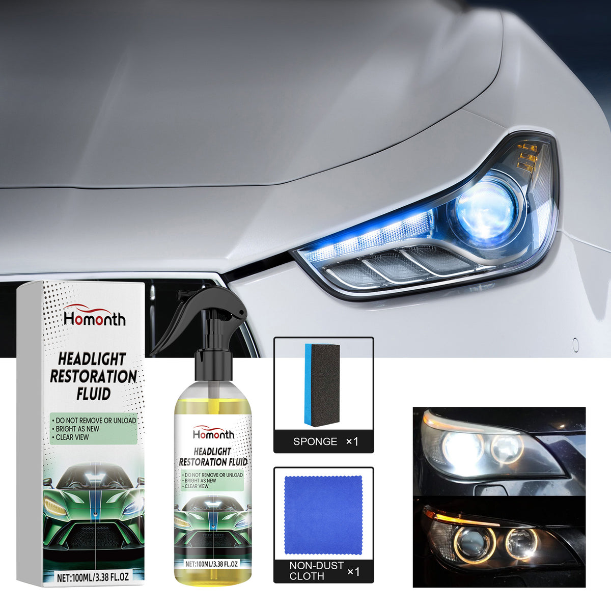 Headlight Restoration Fluid for Clearer Car Lights