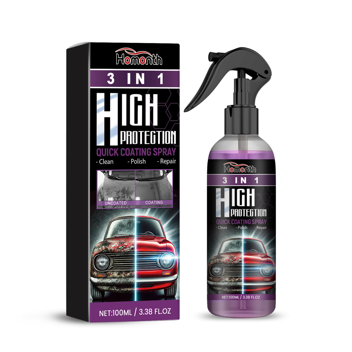3-In-1 Car Coating Spray for Glossy Paint Protection