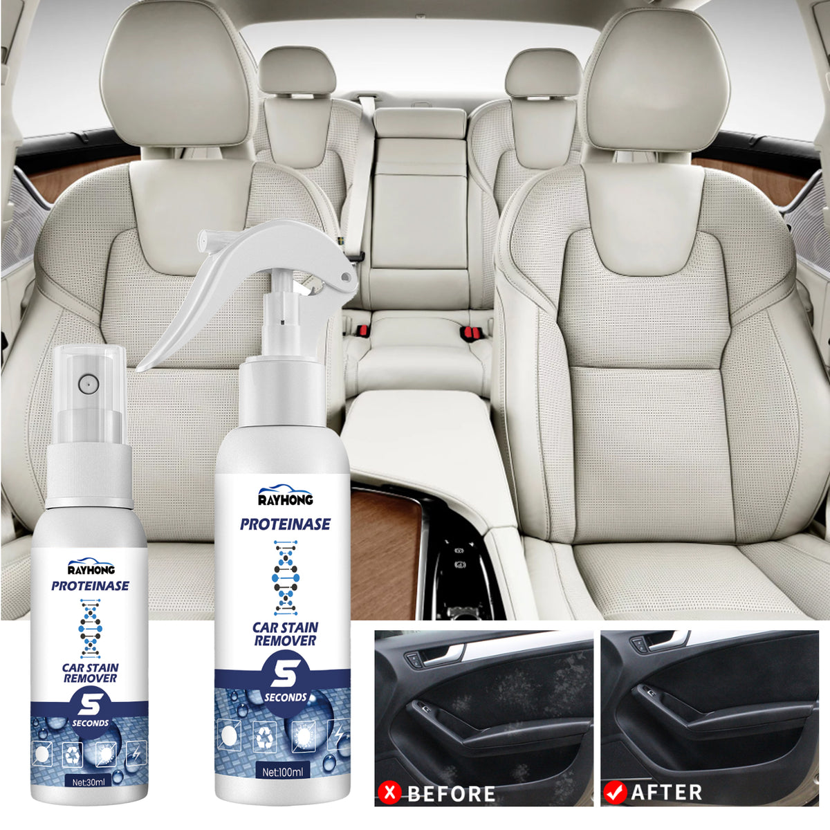 Car Stain Remover Spray for Fast Interior Cleaning