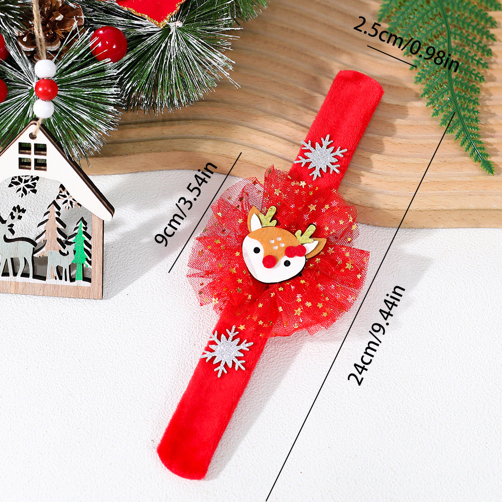 Christmas Plush Bracelet With Reindeer Holiday Charm