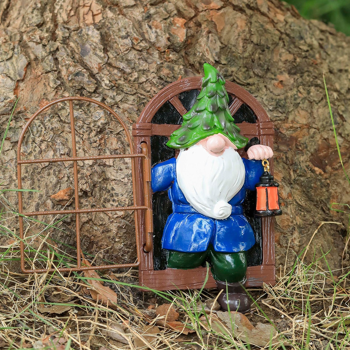 Peeking Gnome Garden Statue with Flipping Window Panel